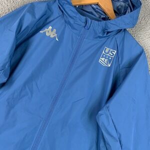 Kappa US Ski Team Jacket Men's Large L Blue Kombat System Pro Hooded Windbreaker